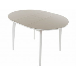 Стол «Ривьера» круг стекло капучино, каркас белый