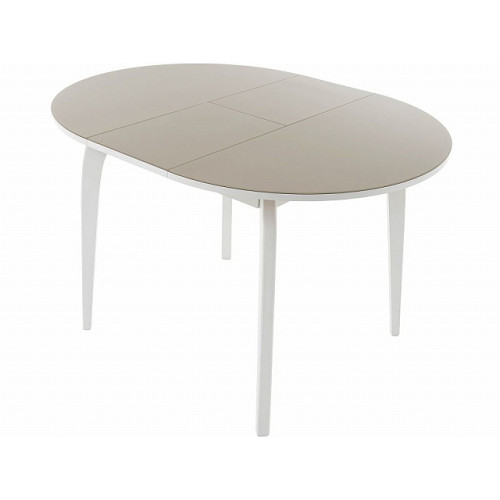 Стол «Ривьера» круг стекло капучино, каркас белый