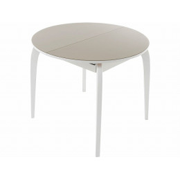 Стол «Ривьера» круг стекло капучино, каркас белый