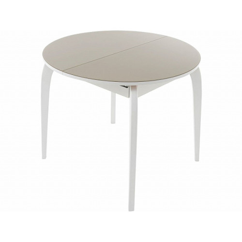Стол «Ривьера» круг стекло капучино, каркас белый
