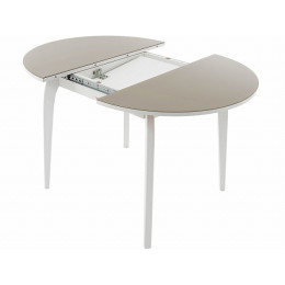 Стол «Ривьера» круг стекло капучино, каркас белый