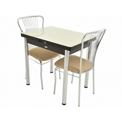 Стол «Бари» стекло молочный, венге