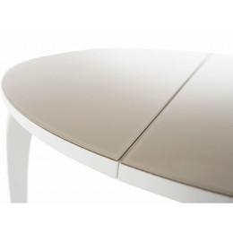 Стол «Ривьера» круг стекло капучино, каркас белый