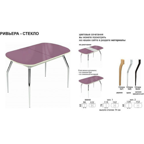 Стол «Ривьера» стекло СВ, белый