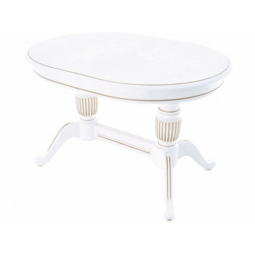 Стол «Леонардо 2» овал 120*90, эмаль белая с золочением