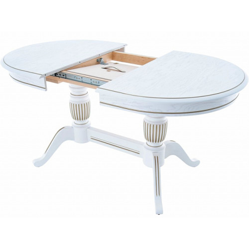 Стол «Леонардо 2» овал 120*90, эмаль белая с золочением