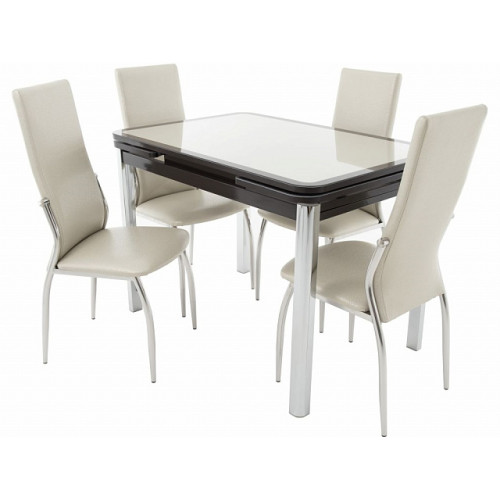 Стол «Пекин» кожа Мозаика 19406, коричневый