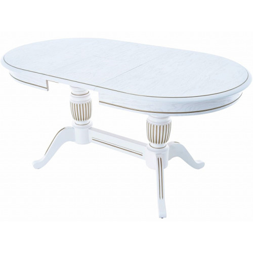 Стол «Леонардо 2» овал 120*90, эмаль белая с золочением