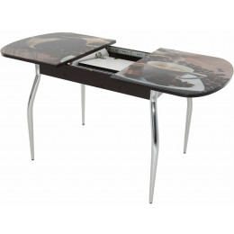 Стол «Ривьера» фотопечать Кофе 22, хром