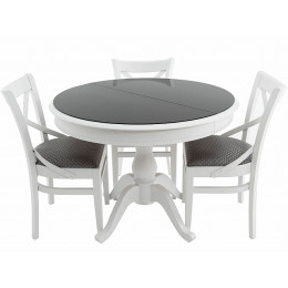 Стол «Фабрицио 1» GLASS (D 1000), белый с черным