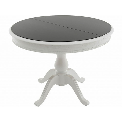 Стол «Фабрицио 1» GLASS (D 1000), белый с черным