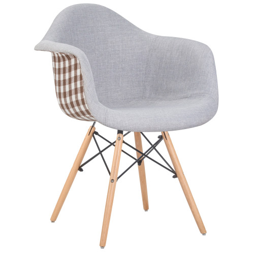 620PP-009LMZL DAW MONICA, ножки светлый бук, сиденье 009 коричневая клетка, бежевая ткань