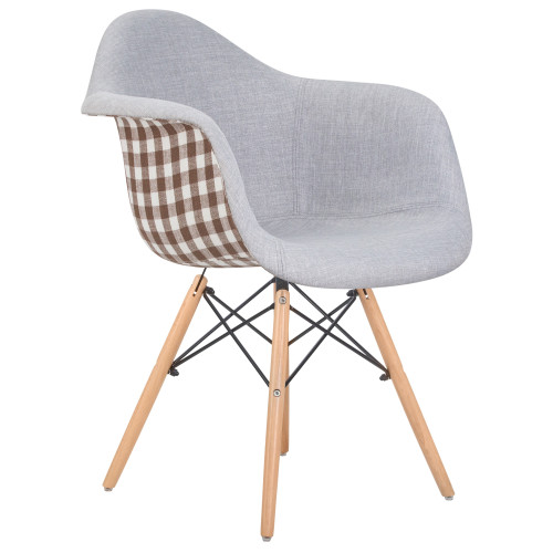 620PP-009LMZL DAW MONICA, ножки светлый бук, сиденье 009 коричневая клетка, бежевая ткань