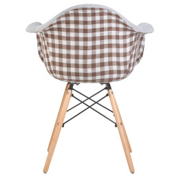 620PP-009LMZL DAW MONICA, ножки светлый бук, сиденье 009 коричневая клетка, бежевая ткань