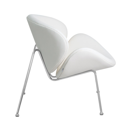 Кресло дизайнерское DOBRIN EMILY (белый винил YP17, хромированная сталь)