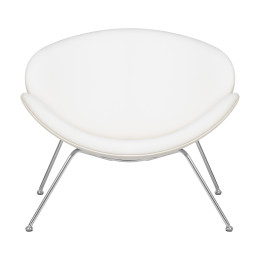 Кресло дизайнерское DOBRIN EMILY (белый винил YP17, хромированная сталь)