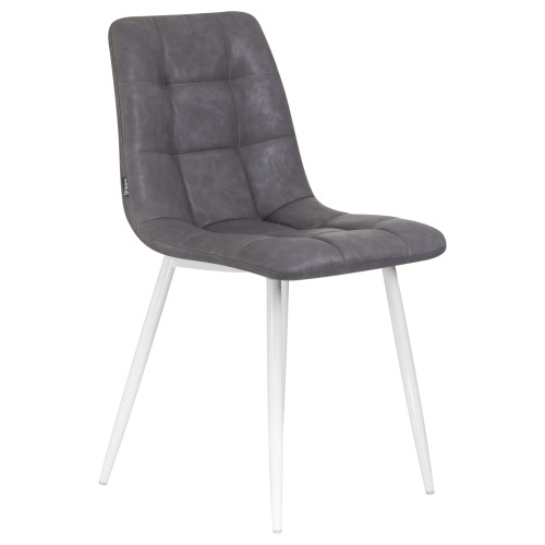 Стул обеденный DOBRIN ALEX (белые ножки, серая антрацитовая винтажная экокожа (RU-08))