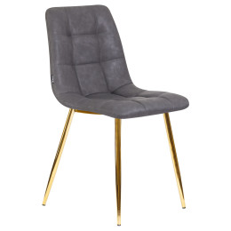 Стул обеденный DOBRIN ALEX (золотые ножки, серая антрацитовая винтажная экокожа (RU-08))