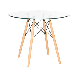 109-1-TD-LMZL CHELSEA`90 GLASS, столешница стекло, цвет основания светлый бук