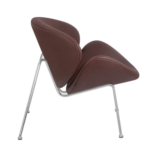 Кресло дизайнерское DOBRIN EMILY (коричневый винил YP5, хромированная сталь)