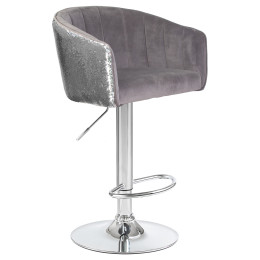 Стул барный DOBRIN DARCY SHINY (серый велюр с серебрянными пайетками)