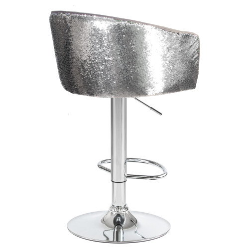 Стул барный DOBRIN DARCY SHINY (серый велюр с серебрянными пайетками)
