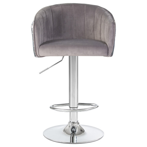 Стул барный DOBRIN DARCY SHINY (серый велюр с серебрянными пайетками)
