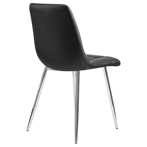 Стул обеденный DOBRIN ALEX (хром ножки, чёрная экокожа (P-01))