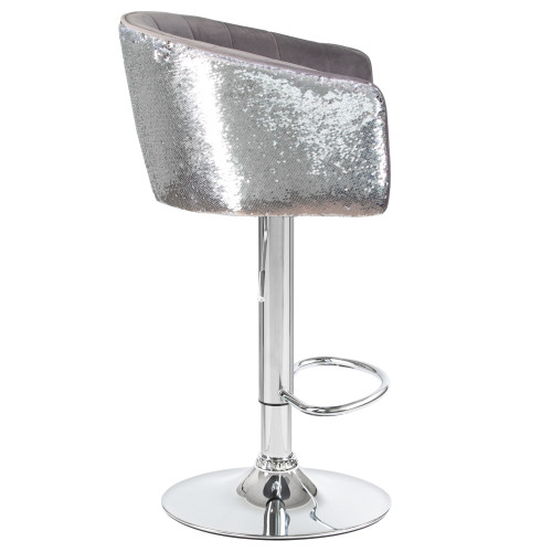 Стул барный DOBRIN DARCY SHINY (серый велюр с серебрянными пайетками)