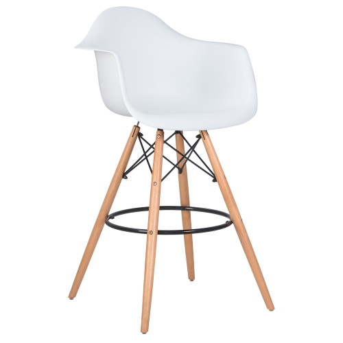 Стул барный DOBRIN DAW BAR (ножки светлый бук, цвет белый)