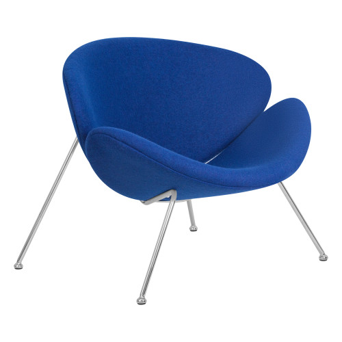 Кресло дизайнерское DOBRIN EMILY (синяя ткань AF6, хромированная сталь)