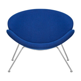 Кресло дизайнерское DOBRIN EMILY (синяя ткань AF6, хромированная сталь)