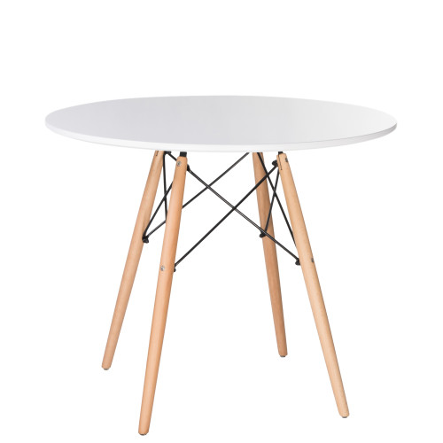 Стол обеденный DOBRIN CHELSEA`90 (ножки светлый бук, цвет белый)