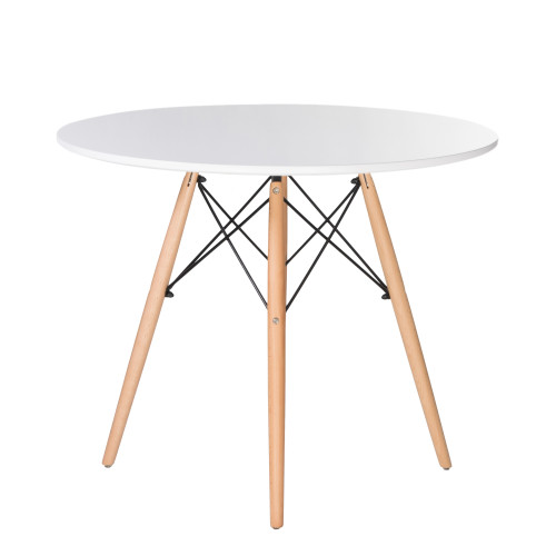 Стол обеденный DOBRIN CHELSEA`90 (ножки светлый бук, цвет белый)