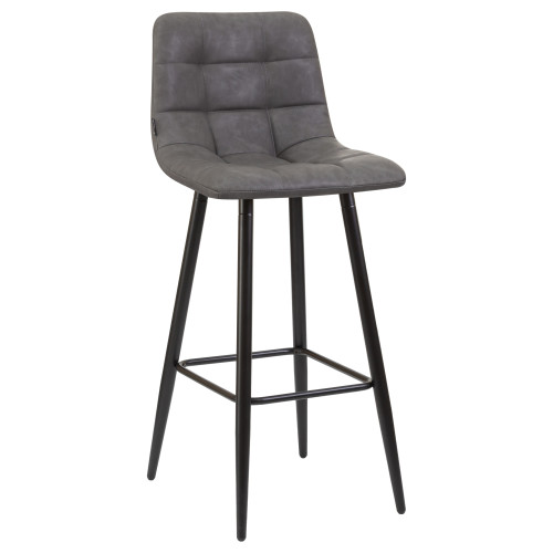 Стул барный DOBRIN NICOLE (черные матовые ножки, серая антрацитовая винтажная экокожа (RU-08))