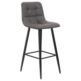Стул барный DOBRIN NICOLE (черные матовые ножки, серая антрацитовая винтажная экокожа (RU-08))