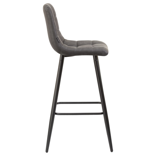 Стул барный DOBRIN NICOLE (черные матовые ножки, серая антрацитовая винтажная экокожа (RU-08))