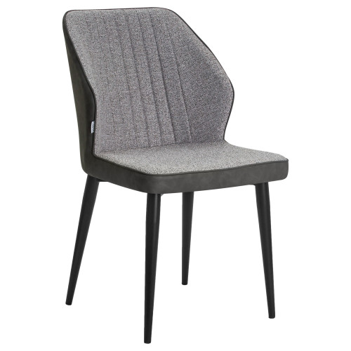 Стул обеденный DOBRIN KEVIN (черные матовые ножки, Сиденье серая ткань FC-09, Спинка антрацит кожзам RU-08)