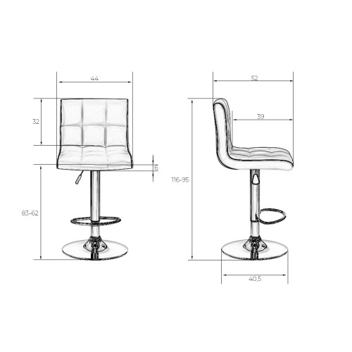 5006-LM CANDY, цвет сиденья светло-серый-черный, цвет основания хром