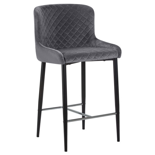 Стул полубарный DOBRIN CHRISTIAN65 (черные ножки, темно-серый велюр (V108-91))