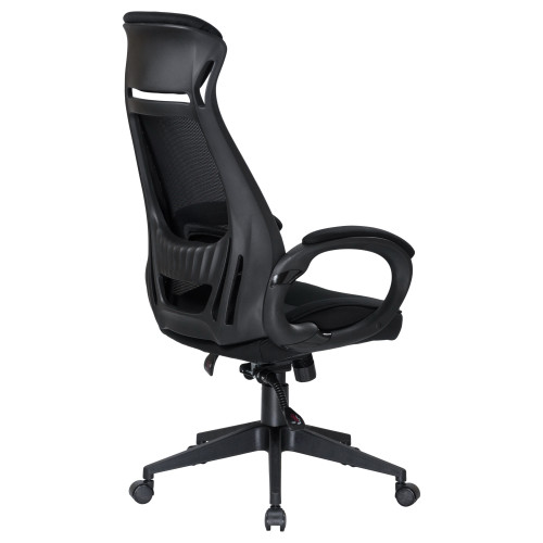 Офисное кресло для руководителей DOBRIN STEVEN BLACK (чёрный пластик, чёрная ткань)