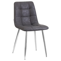 Стул обеденный DOBRIN ALEX (хром ножки, серая антрацитовая винтажная экокожа (RU-08))