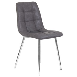 Стул обеденный DOBRIN ALEX (хром ножки, серая антрацитовая винтажная экокожа (RU-08))