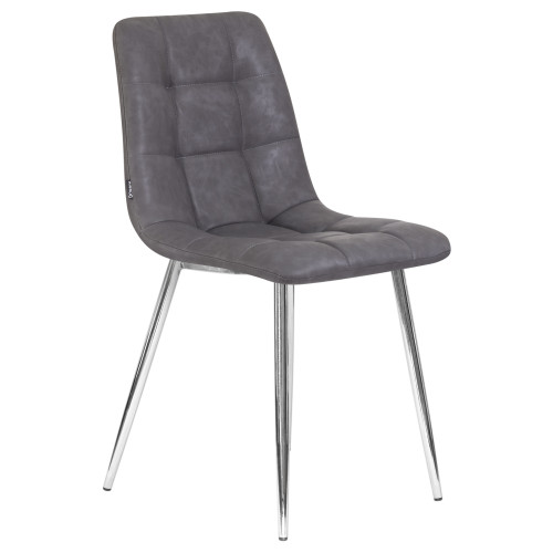 Стул обеденный DOBRIN ALEX (хром ножки, серая антрацитовая винтажная экокожа (RU-08))