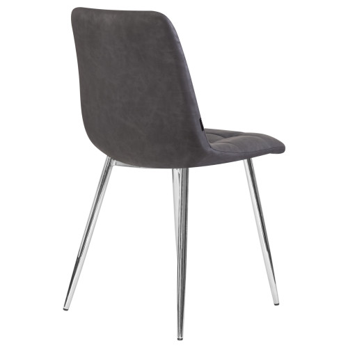 Стул обеденный DOBRIN ALEX (хром ножки, серая антрацитовая винтажная экокожа (RU-08))