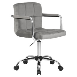 9400-LM TERRY, цвет сиденья серый велюр (MJ9-75), цвет основания хромированная сталь