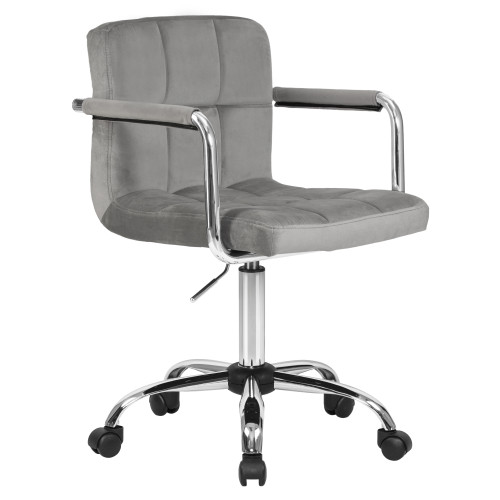 9400-LM TERRY, цвет сиденья серый велюр (MJ9-75), цвет основания хромированная сталь