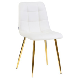 Стул обеденный DOBRIN ALEX (золотые ножки, белая экокожа (P-02))
