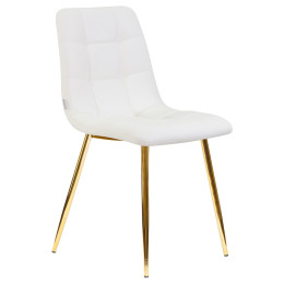 Стул обеденный DOBRIN ALEX (золотые ножки, белая экокожа (P-02))