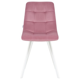 Стул обеденный DOBRIN ALEX SQUARE (белые ножки, розовый велюр (V108-15))